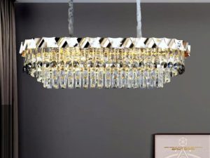 Đèn Thả Pha Lê DCT 3009 | Thanh Treo L800–L1000, Pha Lê Rủ Dạng Sợi | Phù Hợp Bàn Ăn Dài